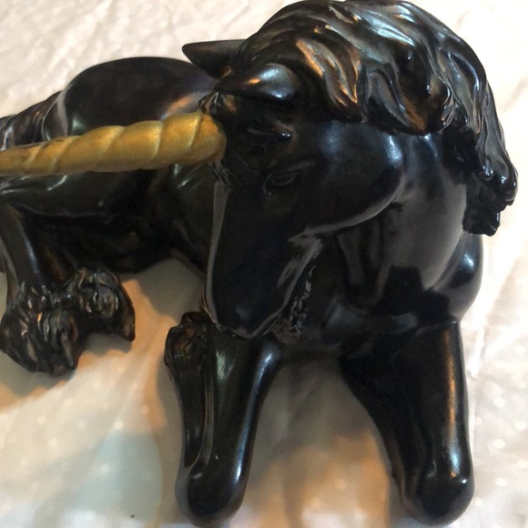 Universal Other - Black unicorn whimsigoth dark goth decor vintage statuary 1981 marked Statue